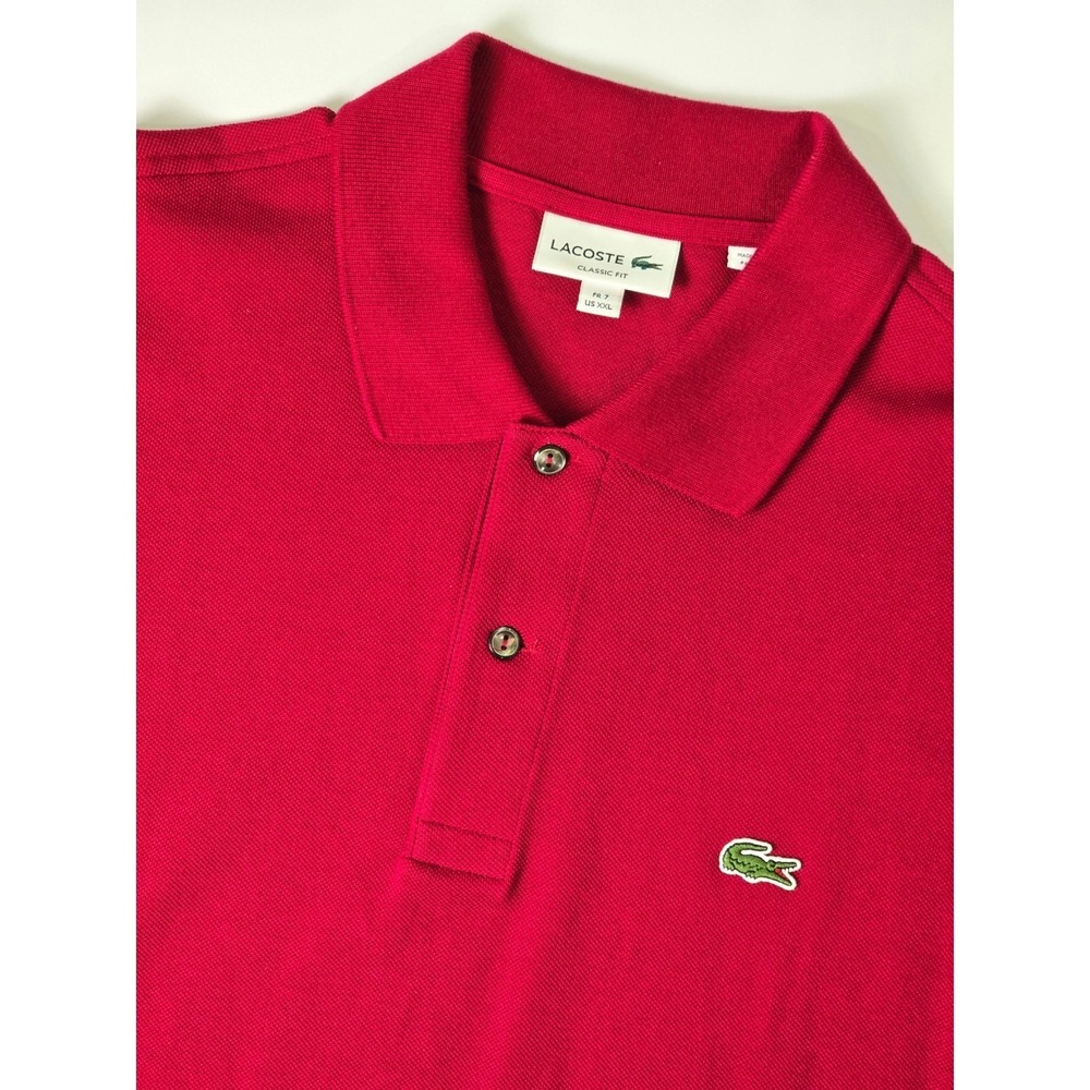 Lacoste Polo Shirt Mens XXL Red Classic Fit Short Sleeve Pique Cotton Logo